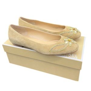 MICHEAL Micheal Kors Tan Leather Jewel Flats Sz 9